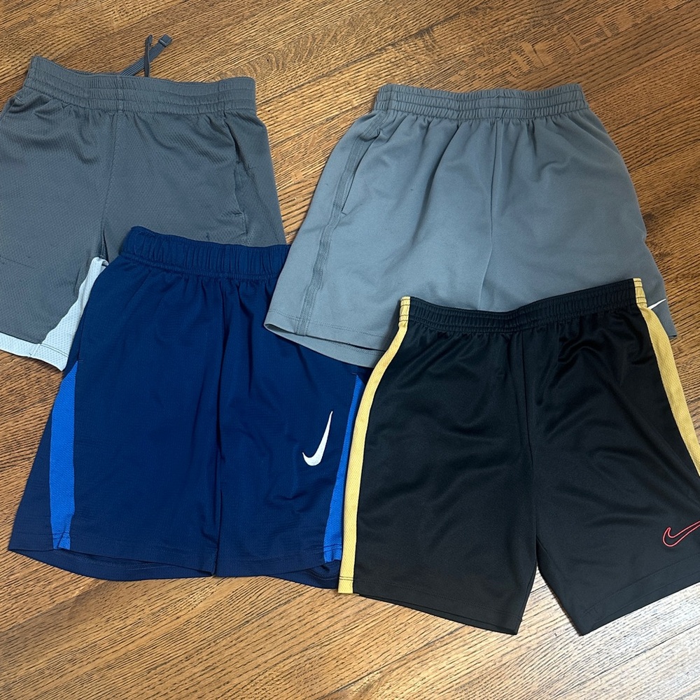 Nike Kids Athletic Shorts Set - Gray, Blue, Black sz M